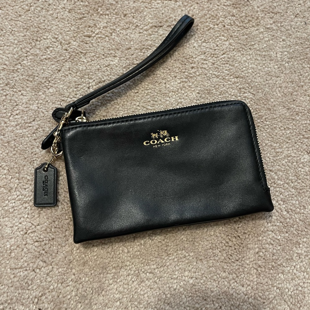 Coach Black Leather Wristlet